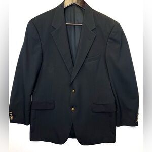 Austin Reed VTG black sport coat blazer size 41R gold crested buttons wool